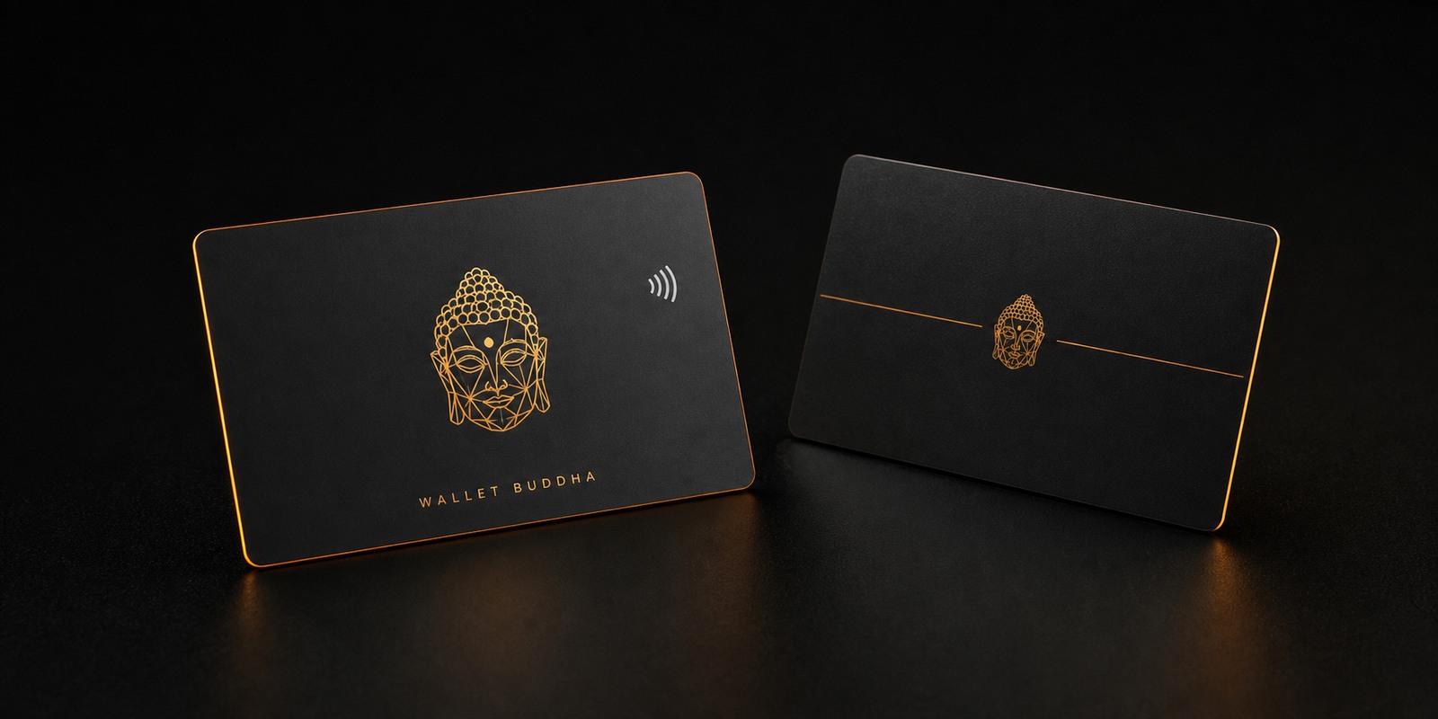 Front and back of the Wallet Buddha NFC hardware wallet card